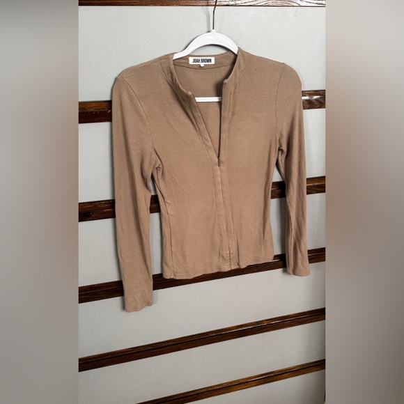Joah Brown 🌸 Invisible Zip Long Sleeve 🌸 Size XS/S in Taupe - Picture 3 of 6